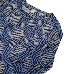 Chicos‎ 3 Womens Top Womens Size XL Cinched side Long sleeve Blue Black Light